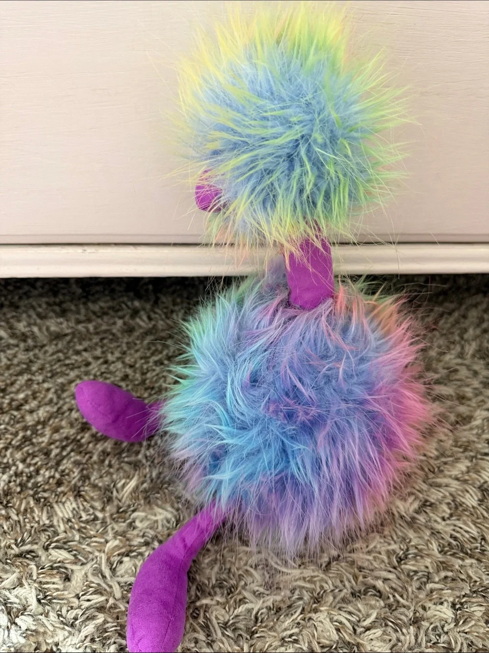 Jellycat Rainbow Fuzz Bird Toy - Purple Legs